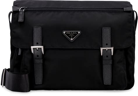 prada leather trimmed messenger bag|prada nylon messenger bag.